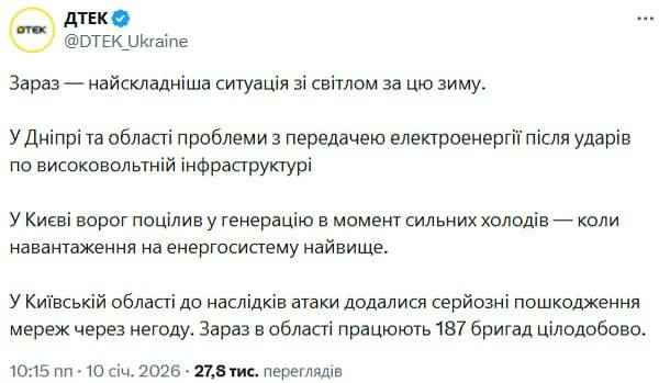 Зараз найскладніше ситуація зі світлом за цю зиму