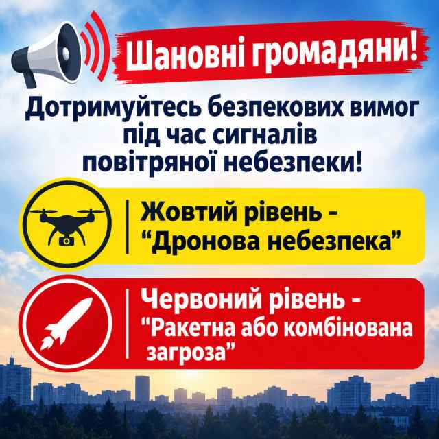 Щодо неухильного дотримання безпекових вимог під час сигналів повітряної небезпеки
